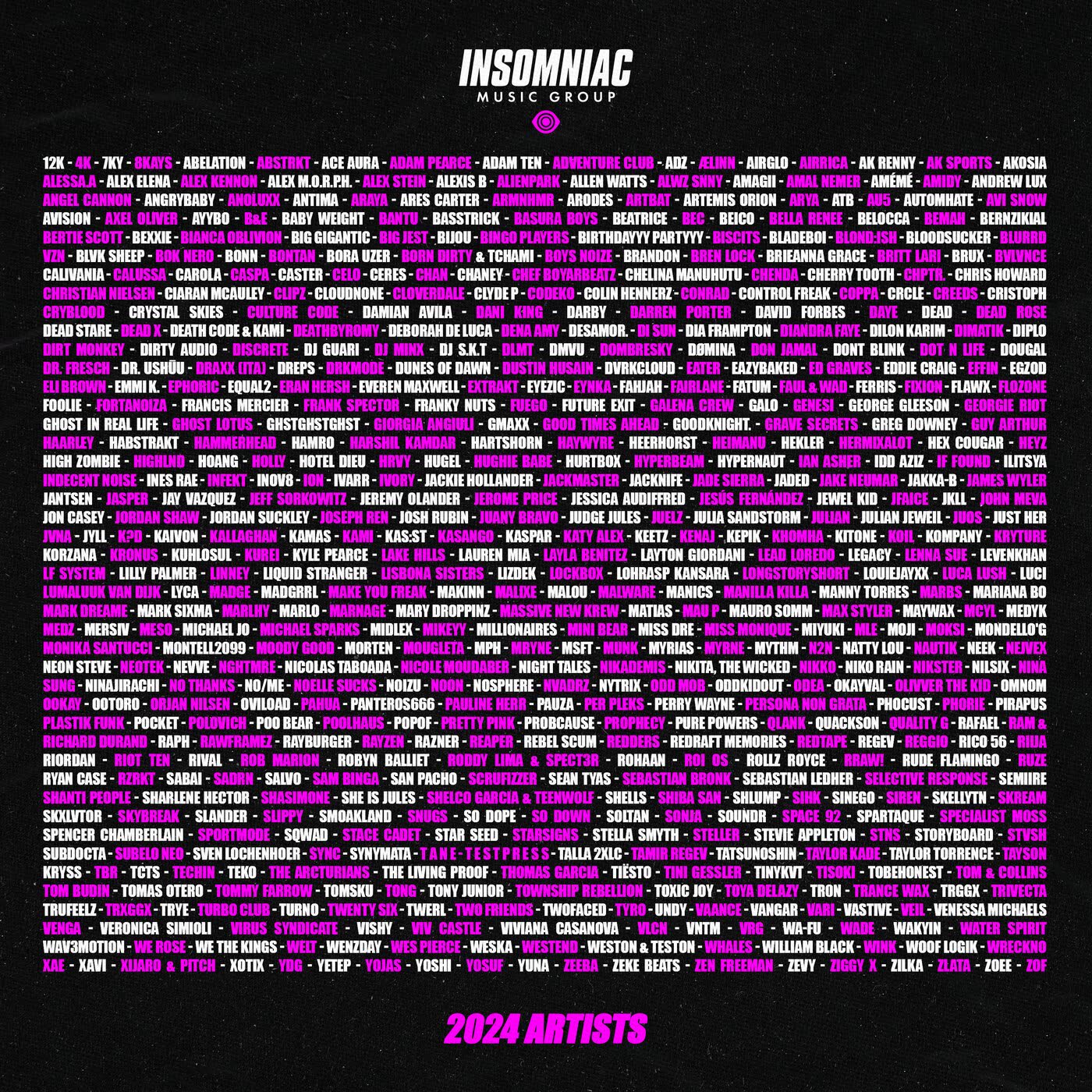 Insomniac Music Group: 2024 release mosaic, 300+ covers